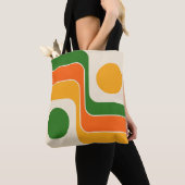 Mod 1970s Retro Stijl Geometrisch Ontwerp Tote Bag (Dichtbij)