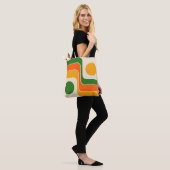 Mod 1970s Retro Stijl Geometrisch Ontwerp Tote Bag (Op model)