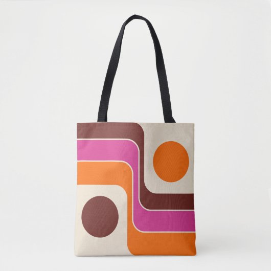Mod 1970s Retro Stijl Geometrisch Ontwerp Tote Bag (Voorkant)
