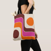 Mod 1970s Retro Stijl Geometrisch Ontwerp Tote Bag (Dichtbij)