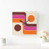 Mod 1970s Retro Stijl Geometrisch Ontwerp Vierkante Klok (Huis)