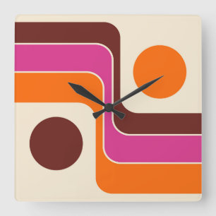 Mod 1970s Retro Stijl Geometrisch Ontwerp Vierkante Klok