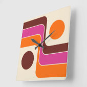Mod 1970s Retro Stijl Geometrisch Ontwerp Vierkante Klok (Hoek)