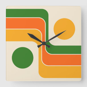 Mod 1970s Retro Stijl Geometrisch Ontwerp Vierkante Klok