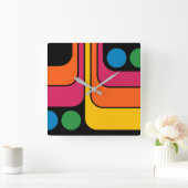 Mod 1970s Retro Stijl Geometrisch Ontwerp Vierkante Klok (Huis)