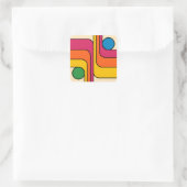 Mod 1970s Retro Stijl Geometrisch Ontwerp Vierkante Sticker (Tas)