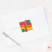 Mod 1970s Retro Stijl Geometrisch Ontwerp Vierkante Sticker (Envelop)