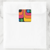 Mod 1970s Retro Stijl Geometrisch Ontwerp Vierkante Sticker (Tas)