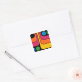 Mod 1970s Retro Stijl Geometrisch Ontwerp Vierkante Sticker (Envelop)