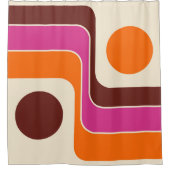 Mod 1970s Retro Style Geometric Design Douchegordijn (Voorkant)