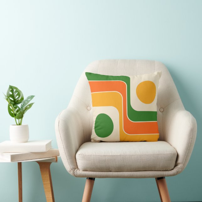 Mod 1970s Retro Style Geometric Design Kussen (Stoel)