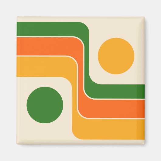Mod 1970s Retro Style Geometric Design Magneet (Voorkant)