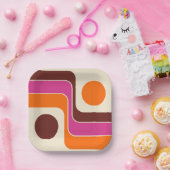 Mod 1970s Retro Style Geometric Design Papieren Bordje (Feest)