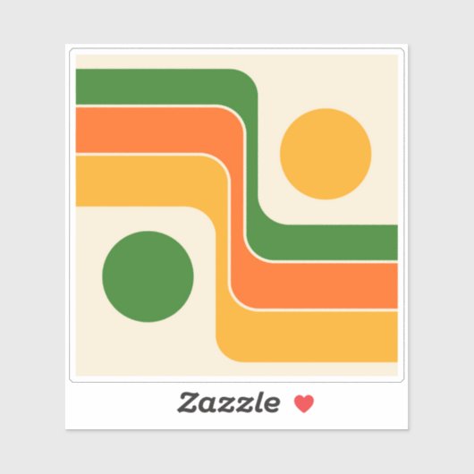 Mod 1970s Retro Style Geometric Design Sticker (Vel)