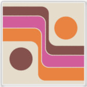 Mod 1970s Retro Style Geometric Design Sticker (Voorkant)