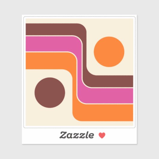 Mod 1970s Retro Style Geometric Design Sticker (Vel)