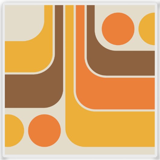 Mod 1970s Retro Style Geometric Design Sticker (Voorkant)