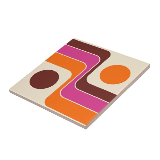 Mod 1970s Retro Style Geometric Design Tegeltje (Zijkant)