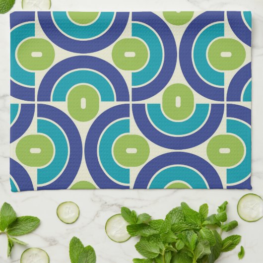 Mod 1970s Retro Style Geometric Design Theedoek (Gevouwen)