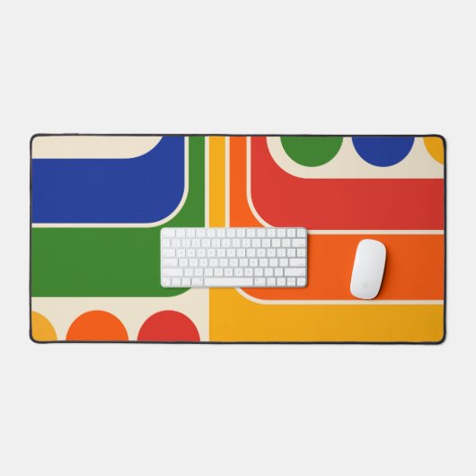 Mod 1970s Retro Style Geometrisch ontwerp Bureaumat (Keyboard & Muis)