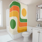 Mod 1970s Retro Style Geometrisch ontwerp Douchegordijn (In situ)