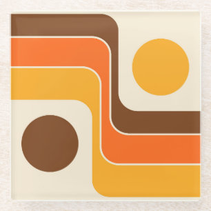 Mod 1970s Retro Style Geometrisch ontwerp Glazen Onderzetter
