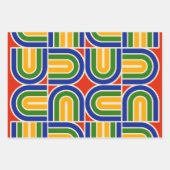 Mod 1970s Retro Style Geometrisch ontwerp Inpakpapier Vel (Voorkant 3)