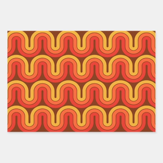 Mod 1970s Retro Style Geometrisch ontwerp Inpakpapier Vel (Voorkant 3)
