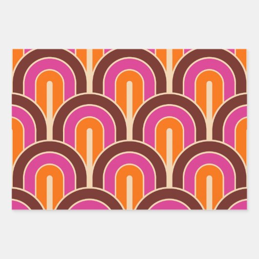 Mod 1970s Retro Style Geometrisch ontwerp Inpakpapier Vel (Voorkant 2)