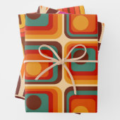 Mod 1970s Retro Style Geometrisch ontwerp Inpakpapier Vel (In situ)