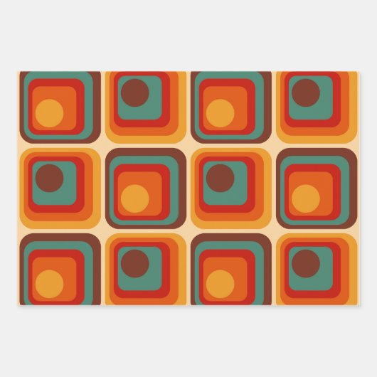 Mod 1970s Retro Style Geometrisch ontwerp Inpakpapier Vel (Voorkant)