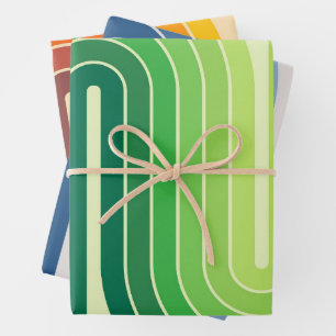 Mod 1970s Retro Style Geometrisch ontwerp Inpakpapier Vel
