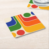 Mod 1970s Retro Style Geometrisch ontwerp Kartonnen Onderzetters (Schuin)