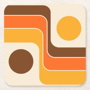 Mod 1970s Retro Style Geometrisch ontwerp Kartonnen Onderzetters