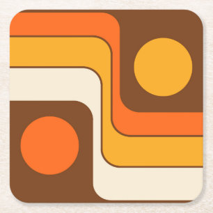 Mod 1970s Retro Style Geometrisch ontwerp Kartonnen Onderzetters
