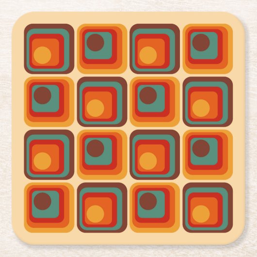 Mod 1970s Retro Style Geometrisch ontwerp Kartonnen Onderzetters (Voorkant)