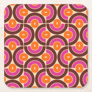 Mod 1970s Retro Style Geometrisch ontwerp Kartonnen Onderzetters