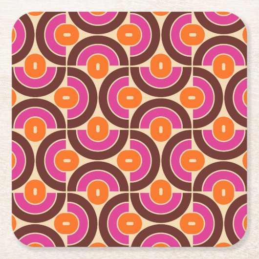 Mod 1970s Retro Style Geometrisch ontwerp Kartonnen Onderzetters (Voorkant)