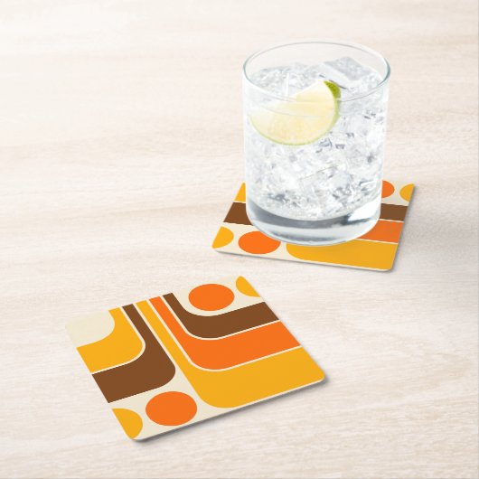 Mod 1970s Retro Style Geometrisch ontwerp Kartonnen Onderzetters (Insitu)