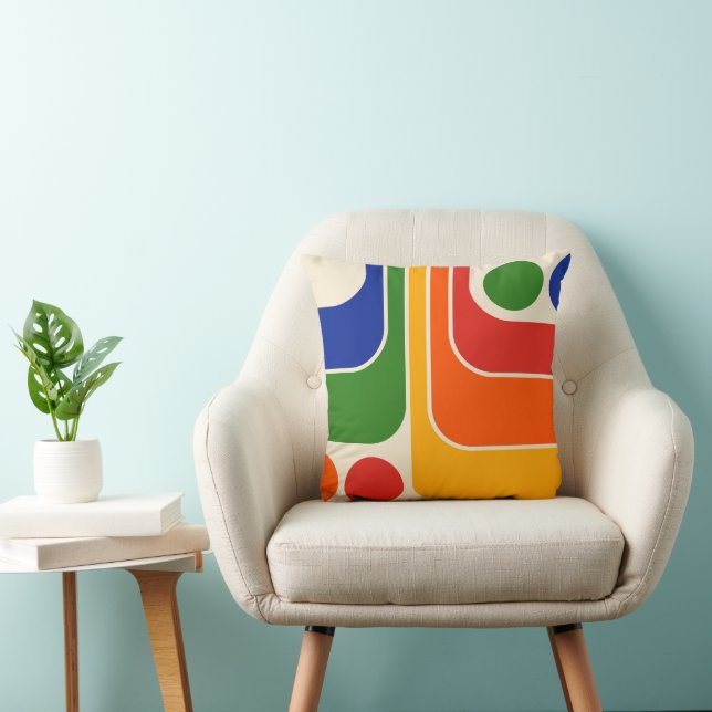 Mod 1970s Retro Style Geometrisch ontwerp Kussen (Stoel)
