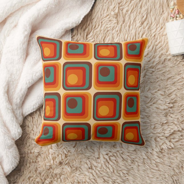 Mod 1970s Retro Style Geometrisch ontwerp Kussen (Deken)