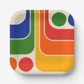 Mod 1970s Retro Style Geometrisch ontwerp Papieren Bordje (Voorkant)