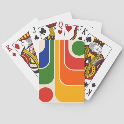 Mod 1970s Retro Style Geometrisch ontwerp Pokerkaarten (Achterkant)