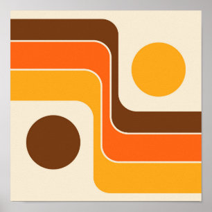 Mod 1970s Retro Style Geometrisch ontwerp Poster