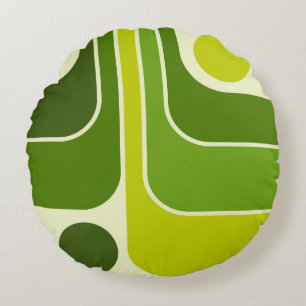 Mod 1970s Retro Style Geometrisch ontwerp Rond Kussen