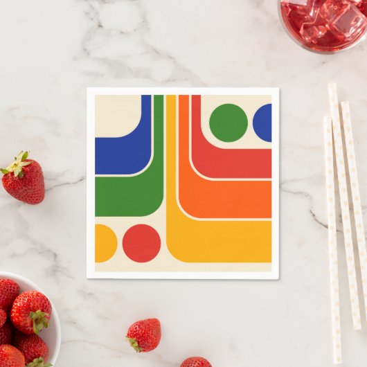 Mod 1970s Retro Style Geometrisch ontwerp Servet (Insitu)