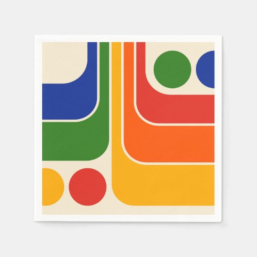 Mod 1970s Retro Style Geometrisch ontwerp Servet (Voorkant)