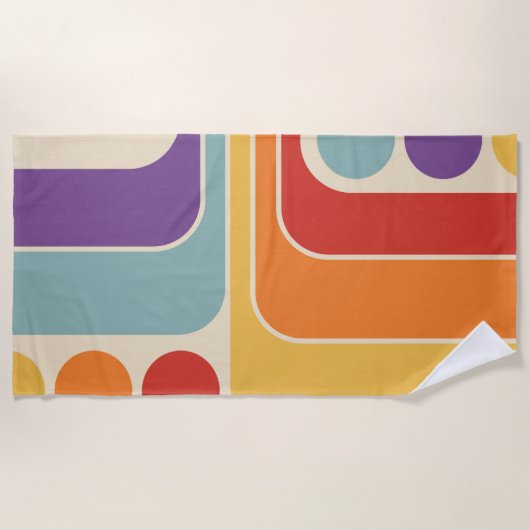 Mod 1970s Retro Style Geometrisch ontwerp Strandlaken (Voorkant)