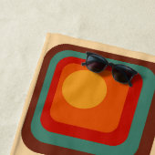 Mod 1970s Retro Style Geometrisch ontwerp Strandlaken (In situ)