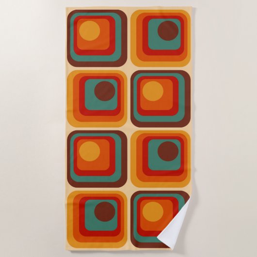 Mod 1970s Retro Style Geometrisch ontwerp Strandlaken (Voorkant)